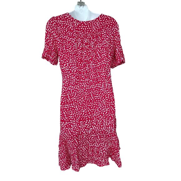 Seraphine Red Front Tie Maternity Button Up Dress Floral Size 8 - Picture 5 of 9